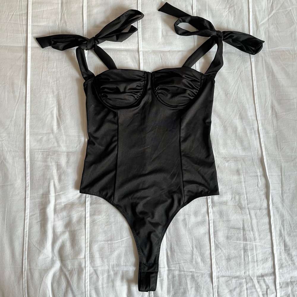 Emory Park Black Bodysuit with Tie Straps